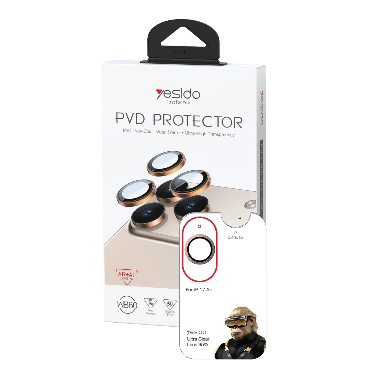 Yesido Apple iPhone 17 Air WB60 Metal Kamera Lens - Gold