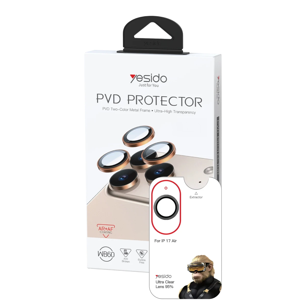 Yesido Apple iPhone 17 Air WB60 Metal Kamera Lens - Siyah