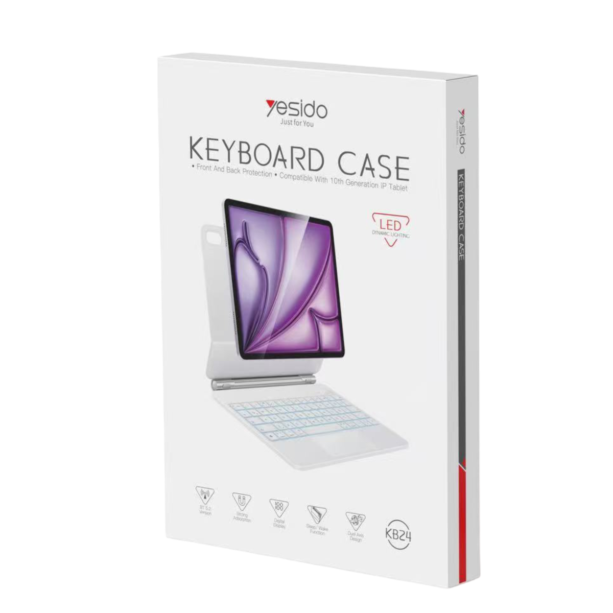 Yesido  Apple iPad 2025 10.9 10.Nesil (A16) KB24 Tecno Klavyeli Tablet Kılıfı - Beyaz