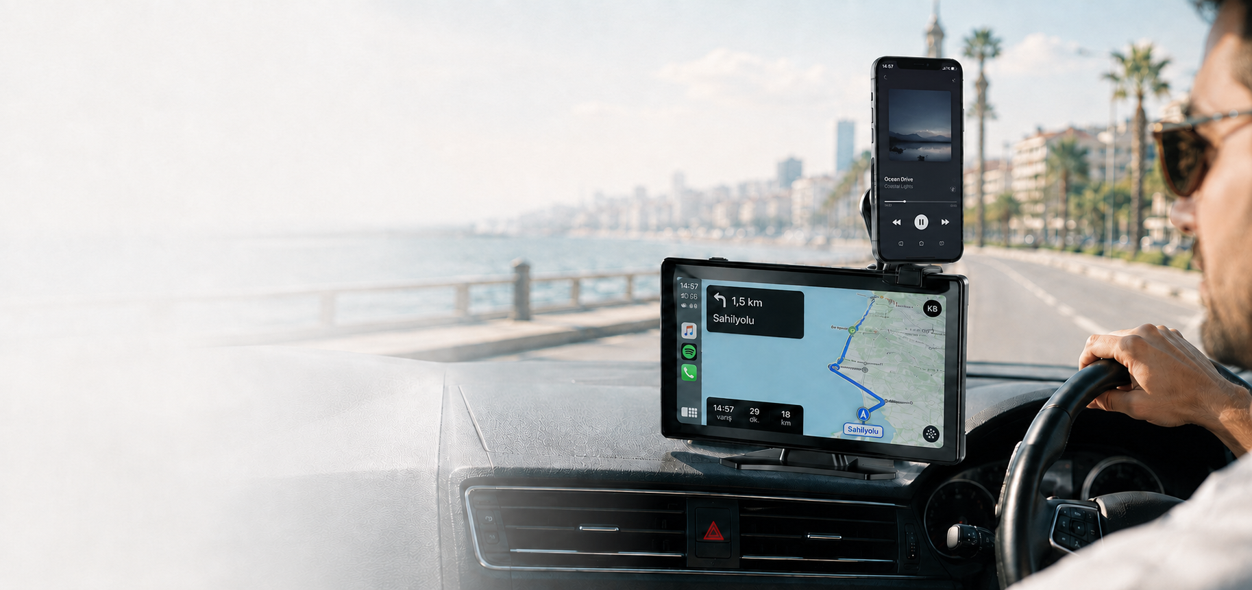Yesido KM18 CarPlay ve C213 araç telefon tutucu masaüstü banner