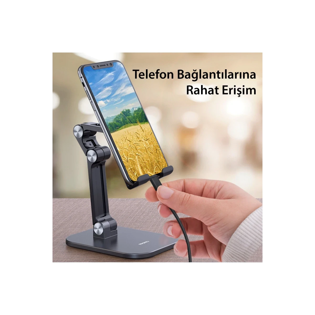 Yesido C104 Ayarlanabilir Katlanabilir Masaüstü Telefon Tablet Standı - Siyah