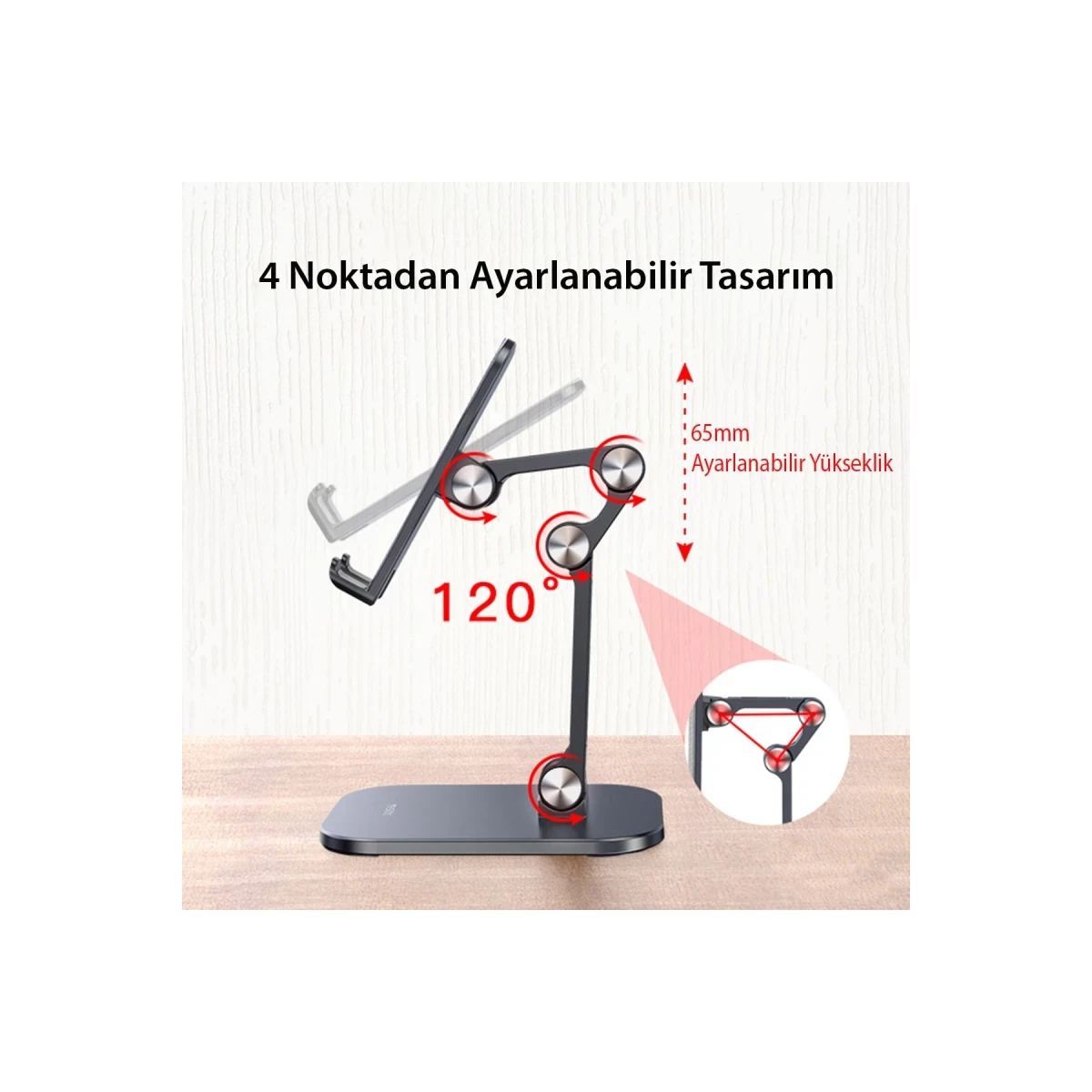 Yesido C104 Ayarlanabilir Katlanabilir Masaüstü Telefon Tablet Standı - Siyah