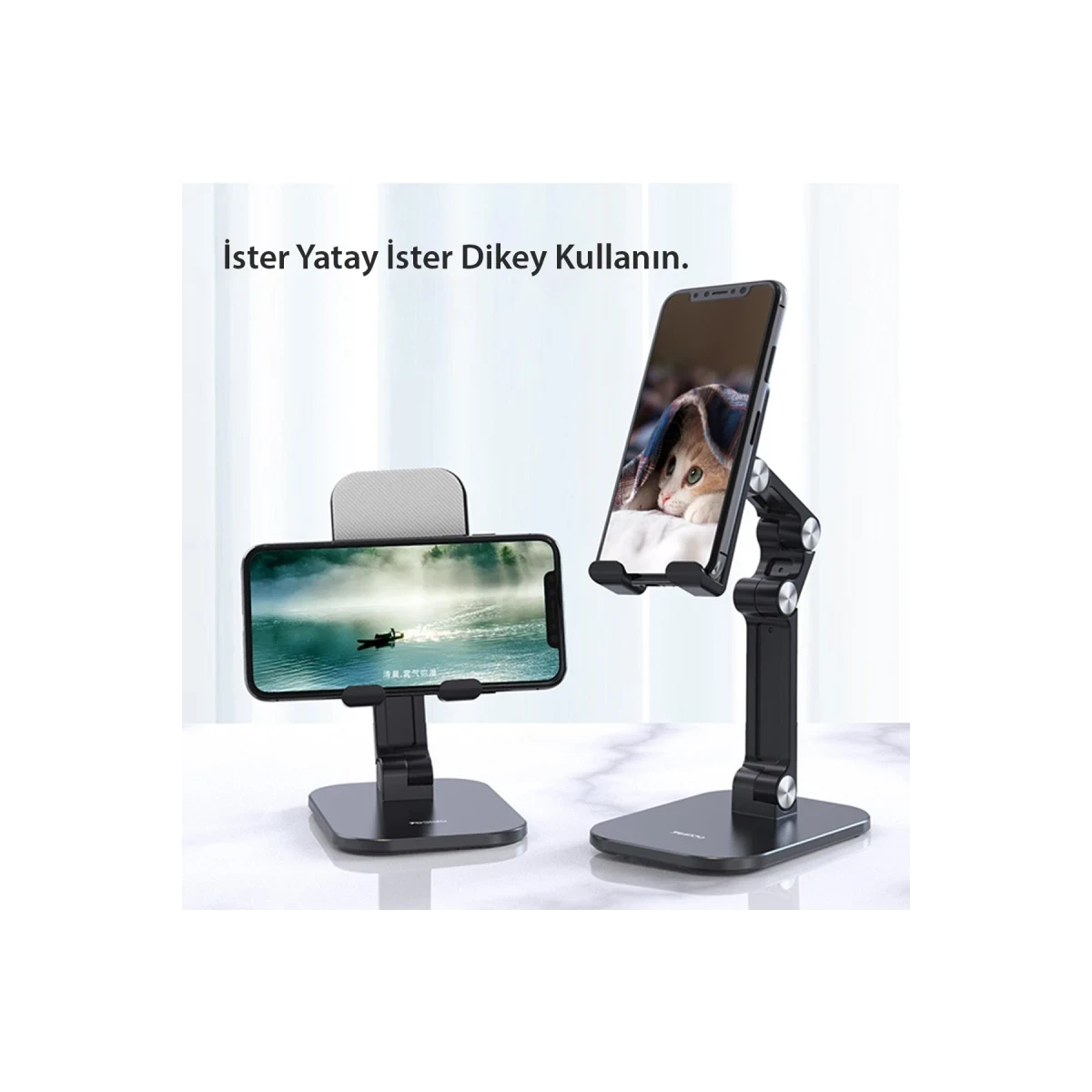 Yesido C104 Ayarlanabilir Katlanabilir Masaüstü Telefon Tablet Standı - Siyah
