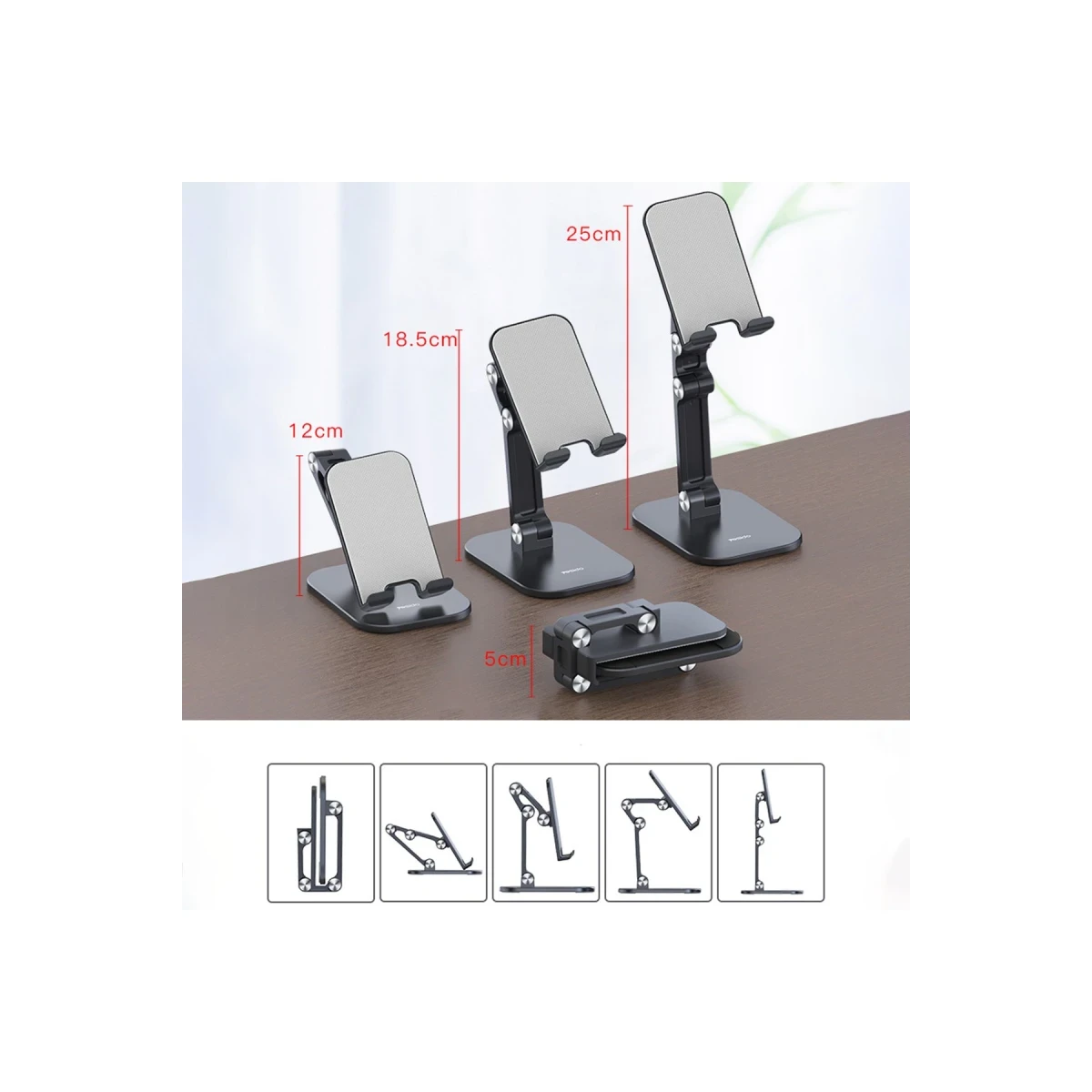 Yesido C104 Ayarlanabilir Katlanabilir Masaüstü Telefon Tablet Standı - Siyah