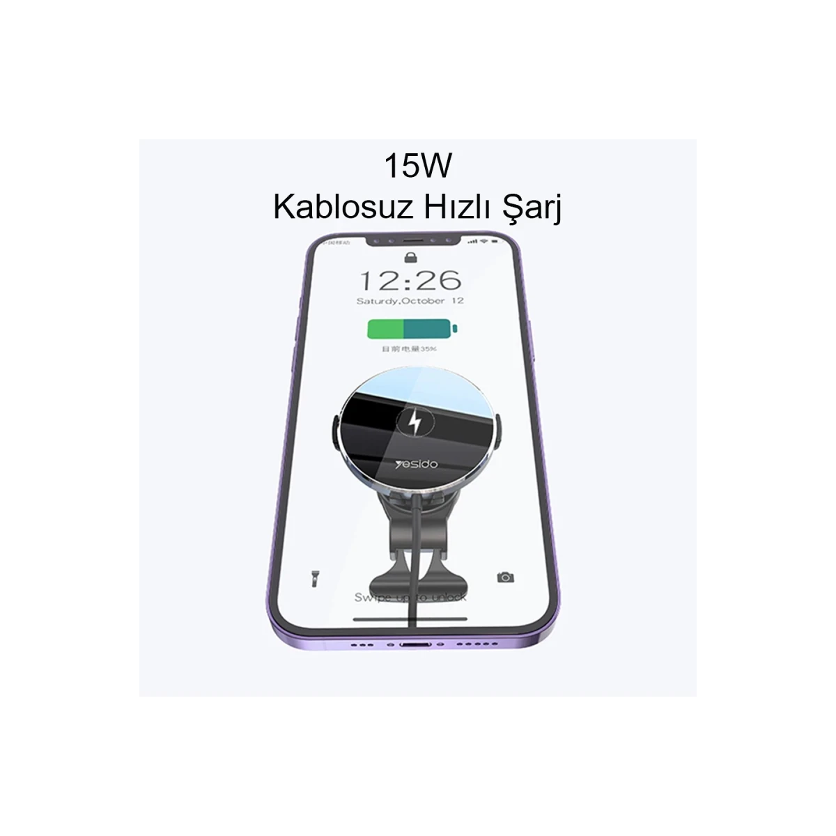 Yesido C131 Izgara Klipsli 15W Kablosuz Şarjlı Magsafe Araç Tutucu - Siyah