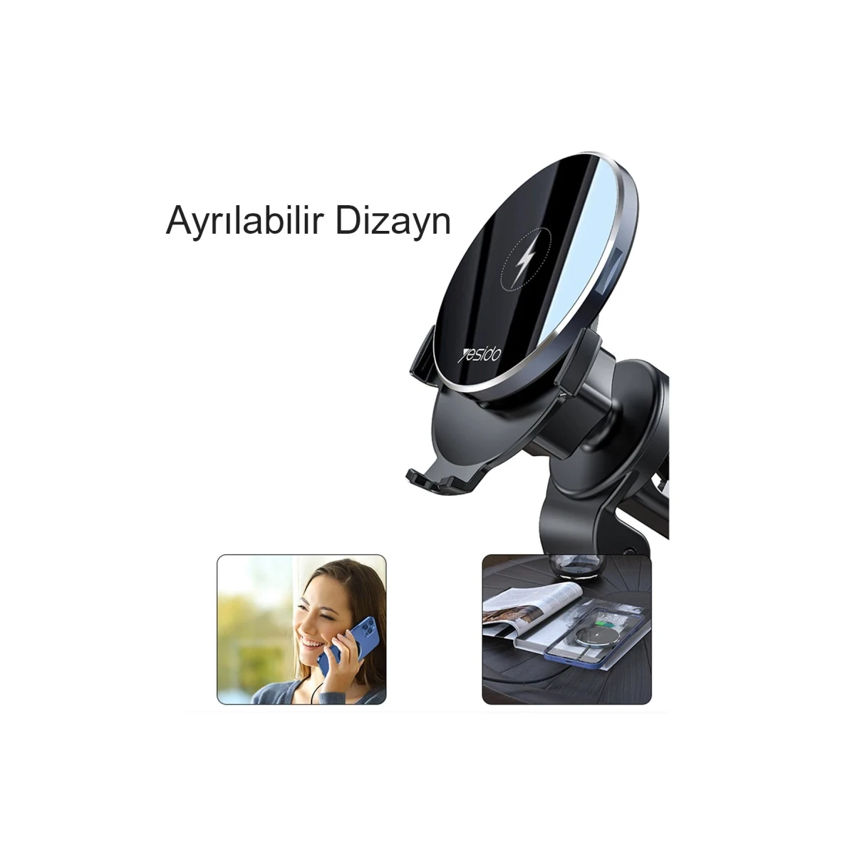 Yesido C131 Izgara Klipsli 15W Kablosuz Şarjlı Magsafe Araç Tutucu - Siyah