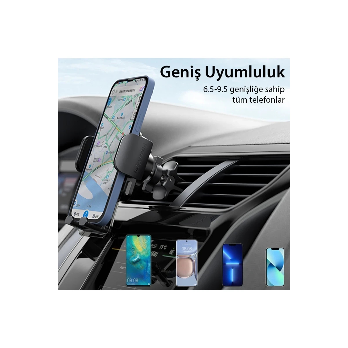 Yesido C163 Izgara Klipsli 360 Derece Ayarlanabilir Araç Tutucu - Siyah