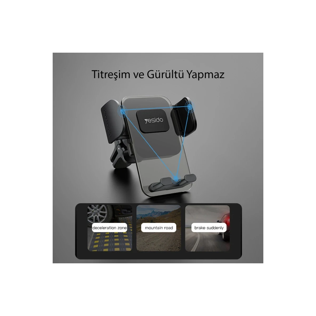 Yesido C163 Izgara Klipsli 360 Derece Ayarlanabilir Araç Tutucu - Siyah