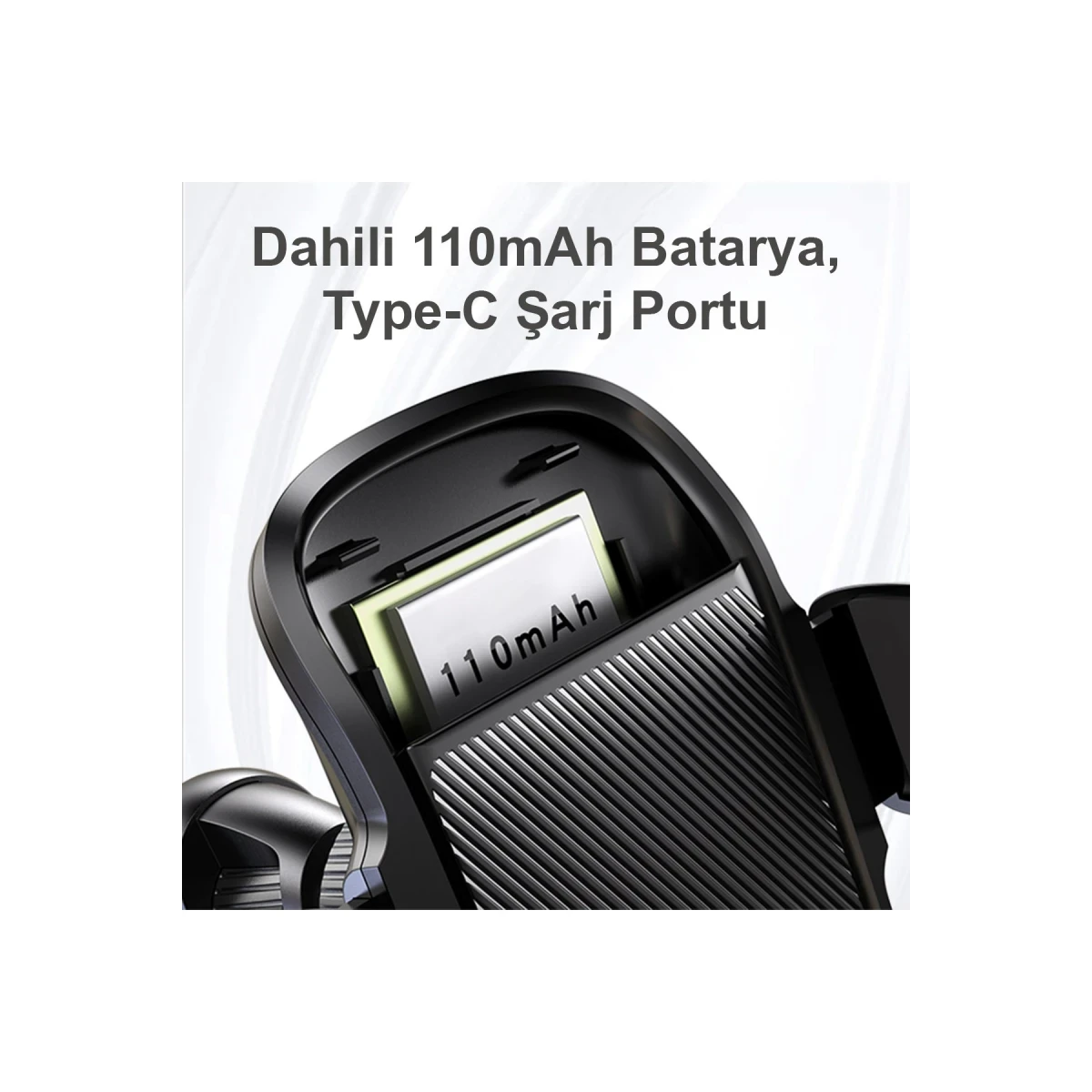 Yesido C164 Izgara Klipsli Güneş Enerji Panelli 110mAh Bataryalı 180 Derece Ayarlanabilir Kablosuz Şarjlı Araç Tutucu - Siyah