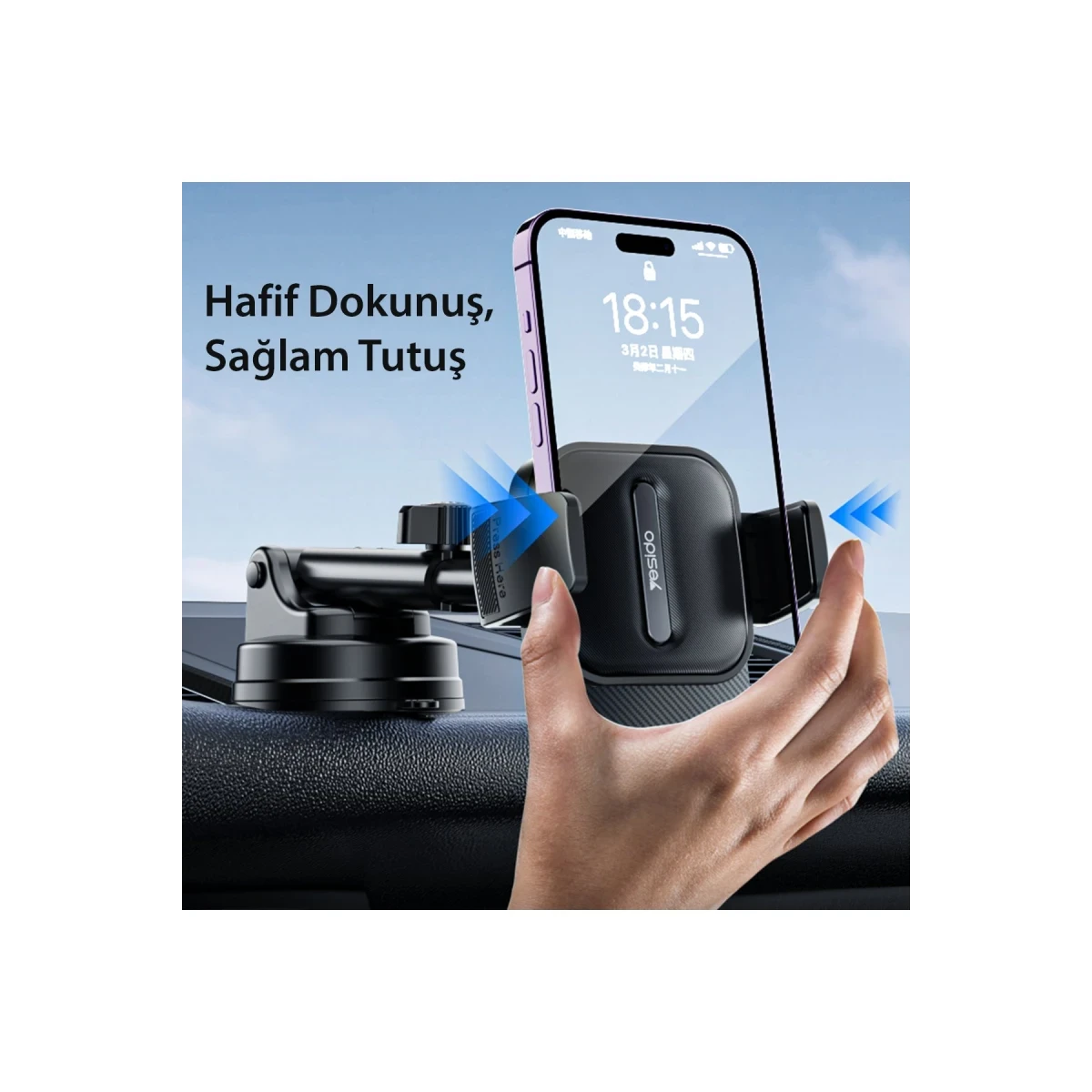 Yesido C174 Yapışkanlı 360 Derece Ayarlanabilir Araç Tutucu - Siyah