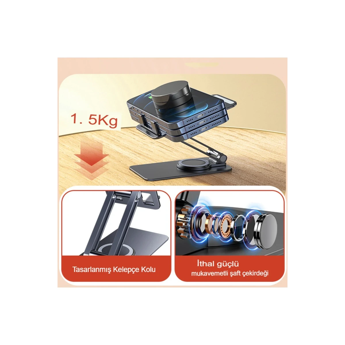 Yesido C184 Ayarlanabilir 360 Derece Masaüstü Telefon Standı - Siyah