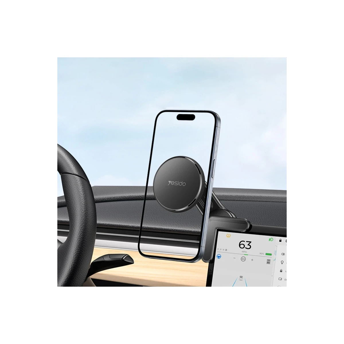 Yesido C213 360 Derece Ayarlanabilir Araç CarPlay Ekranına Sabitlenen Magsafe Araç Telefon Tutucu - Siyah