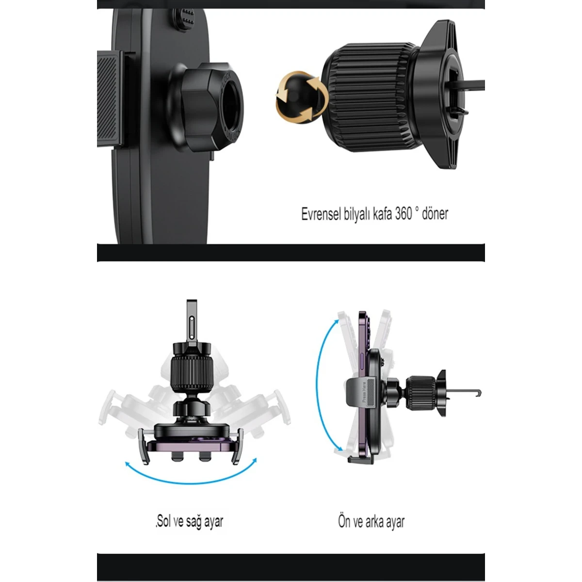Yesido C241 Izgara Klipsli Araç Tutucu - Siyah