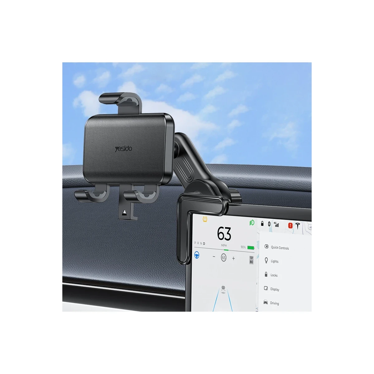 Yesido C250 360 Derece Ayarlanabilir Araç CarPlay Ekranına Sabitlenen Araç Telefon Tutucu - Siyah