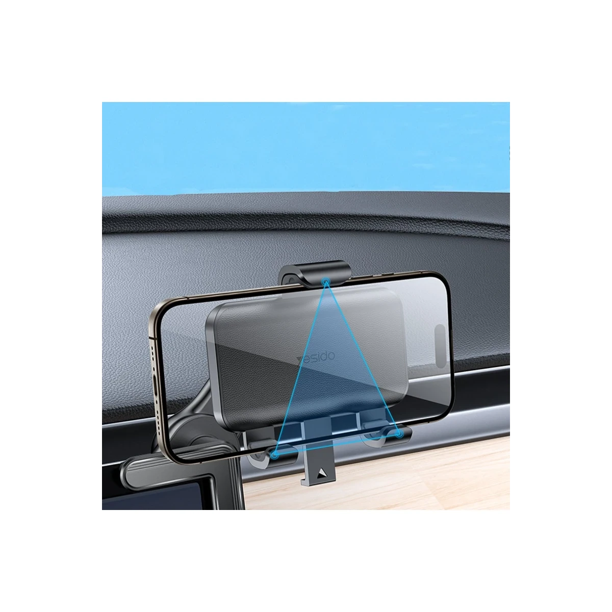 Yesido C250 360 Derece Ayarlanabilir Araç CarPlay Ekranına Sabitlenen Araç Telefon Tutucu - Siyah