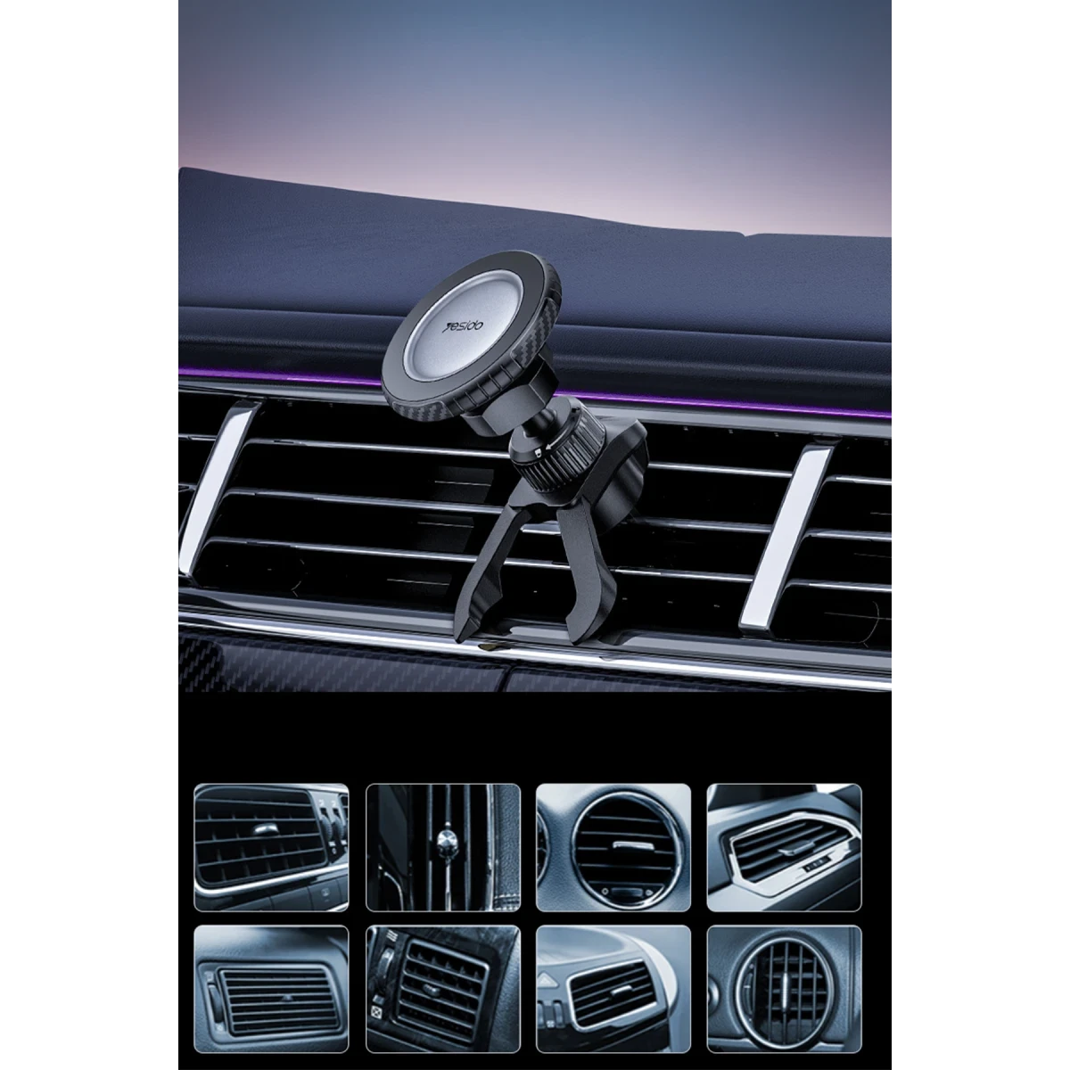 Yesido C254 Magsafe Uyumlu Havalandırma Tipi Manyetik Araç Tutucu - Siyah