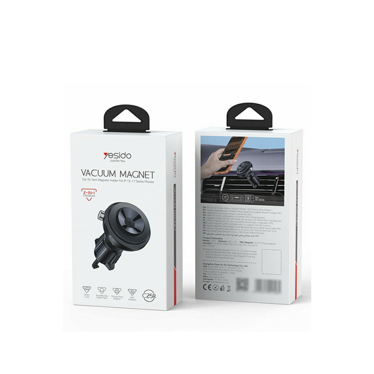 Yesido C258 MagSafe Uyumlu Havalandırma Tipi Vakumlu Araç Tutucu - Siyah