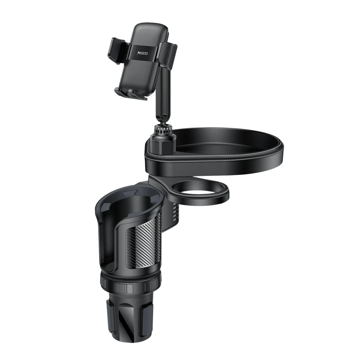 Yesido C274 4in1 İçecek Bölümlü ve Telefon Tutuculu Araç Bardaklık Tutucu - Siyah