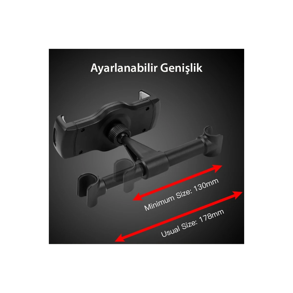 Yesido C29 360 Derece Ayarlanabilir Klipsli Koltuk Arkası Telefon Tablet Tutucu - Siyah