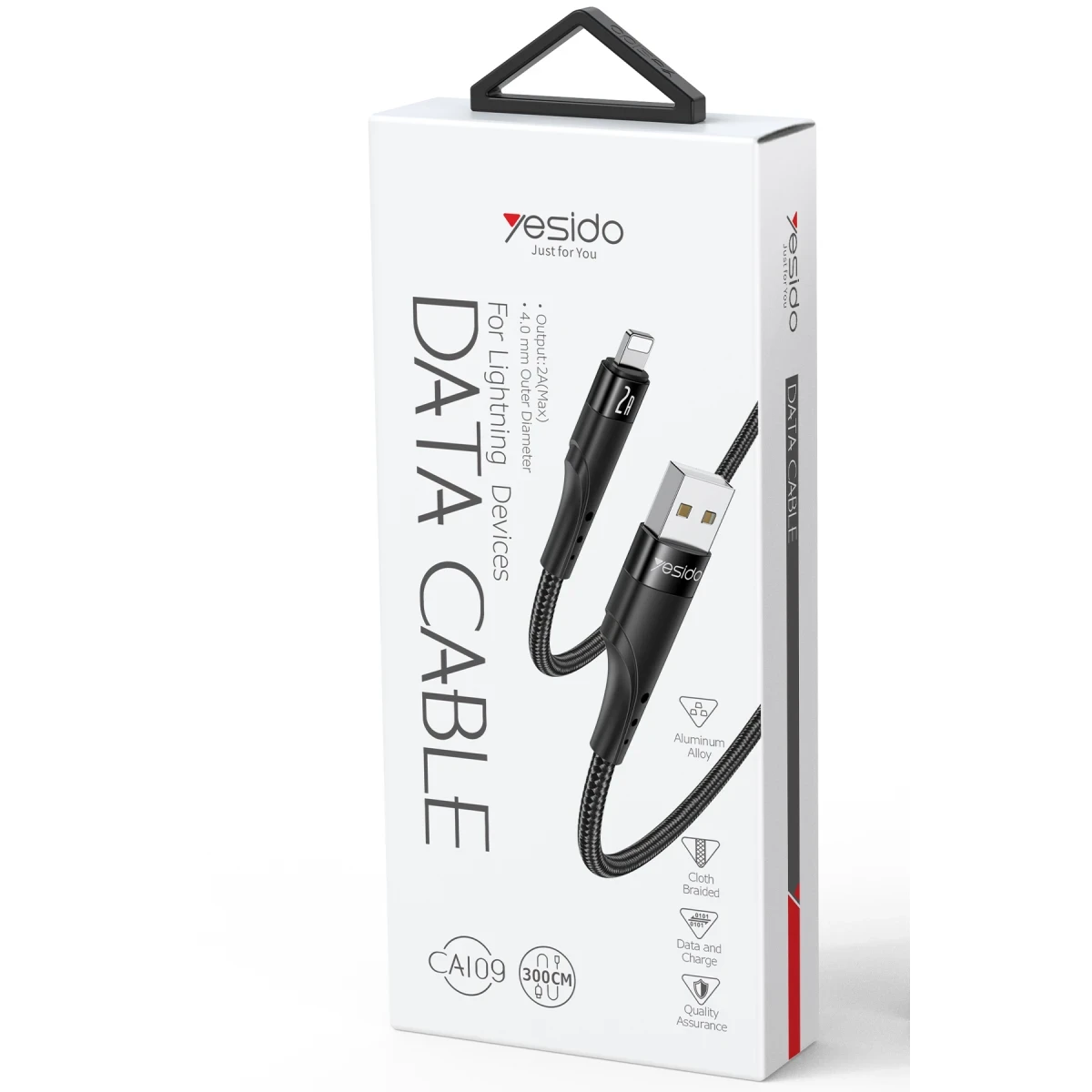 Yesido CA109 3M 2A Usb to Lightning Hızlı Şarj Kablosu - Siyah