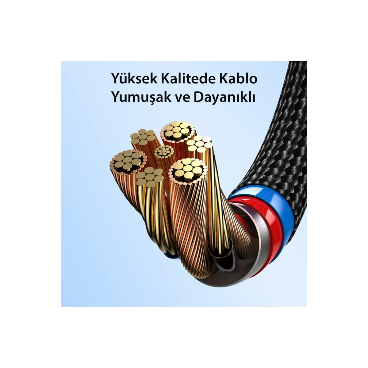 Yesido CA115 3M 27W Hasırlı Type-C to Lightning PD Hızlı Şarj Kablosu - Siyah