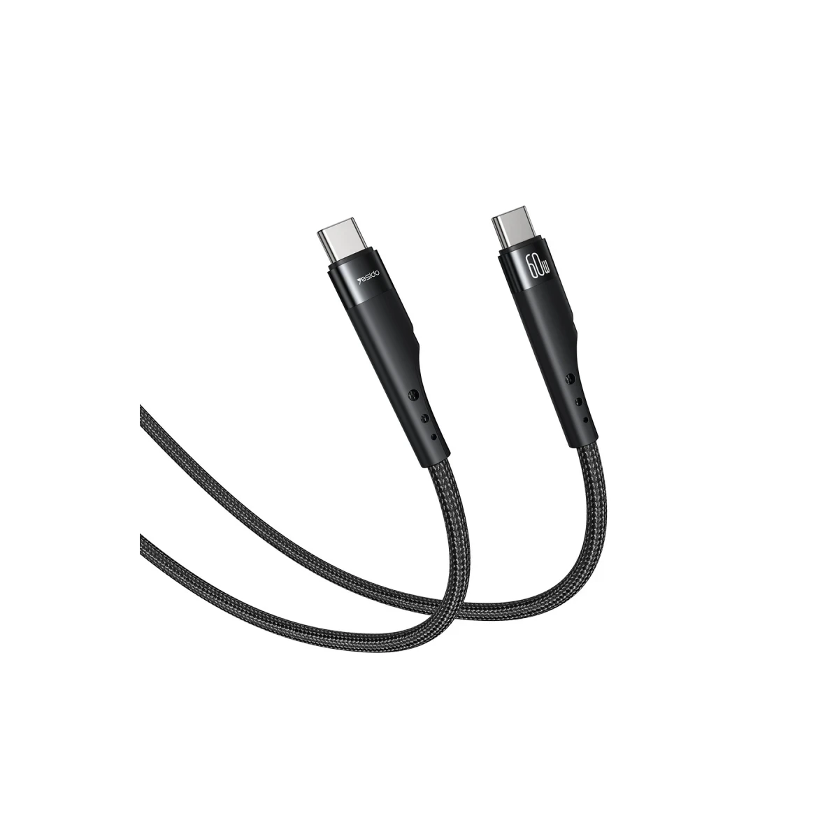Yesido CA116 3M 60W Hasırlı Type-C to Type-C PD Hızlı Şarj Kablosu - Siyah
