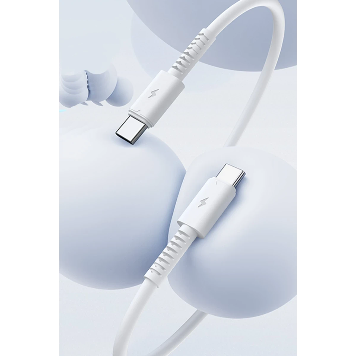 Yesido CA154 1M 60W Type-C to Type-C PD Hızlı Şarj Kablosu - Beyaz