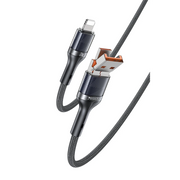 Yesido CA165L 1.2M Bir Ucu USB ve Type-C to Lightning PD Hızlı Şarj Kablosu - Siyah