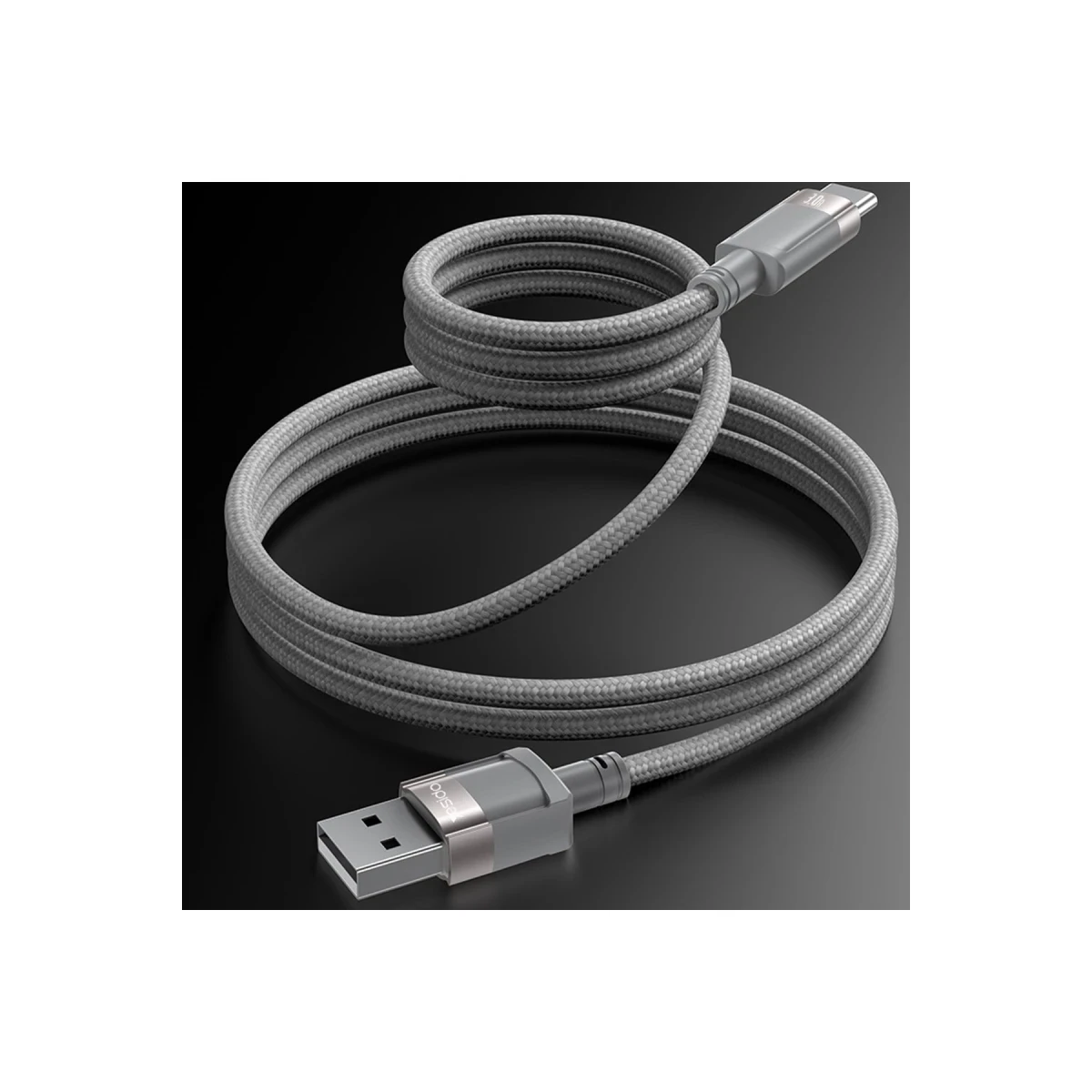 Yesido CA173 1M 60W USB to Type-C Manyetik Katlanma Özellikli PD Hızlı Şarj Kablosu - Gri