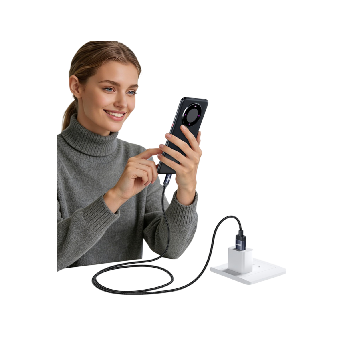 Yesido CA204C 18W Örgü USB-A to USB-C Data ve Şarj Kablosu - Siyah