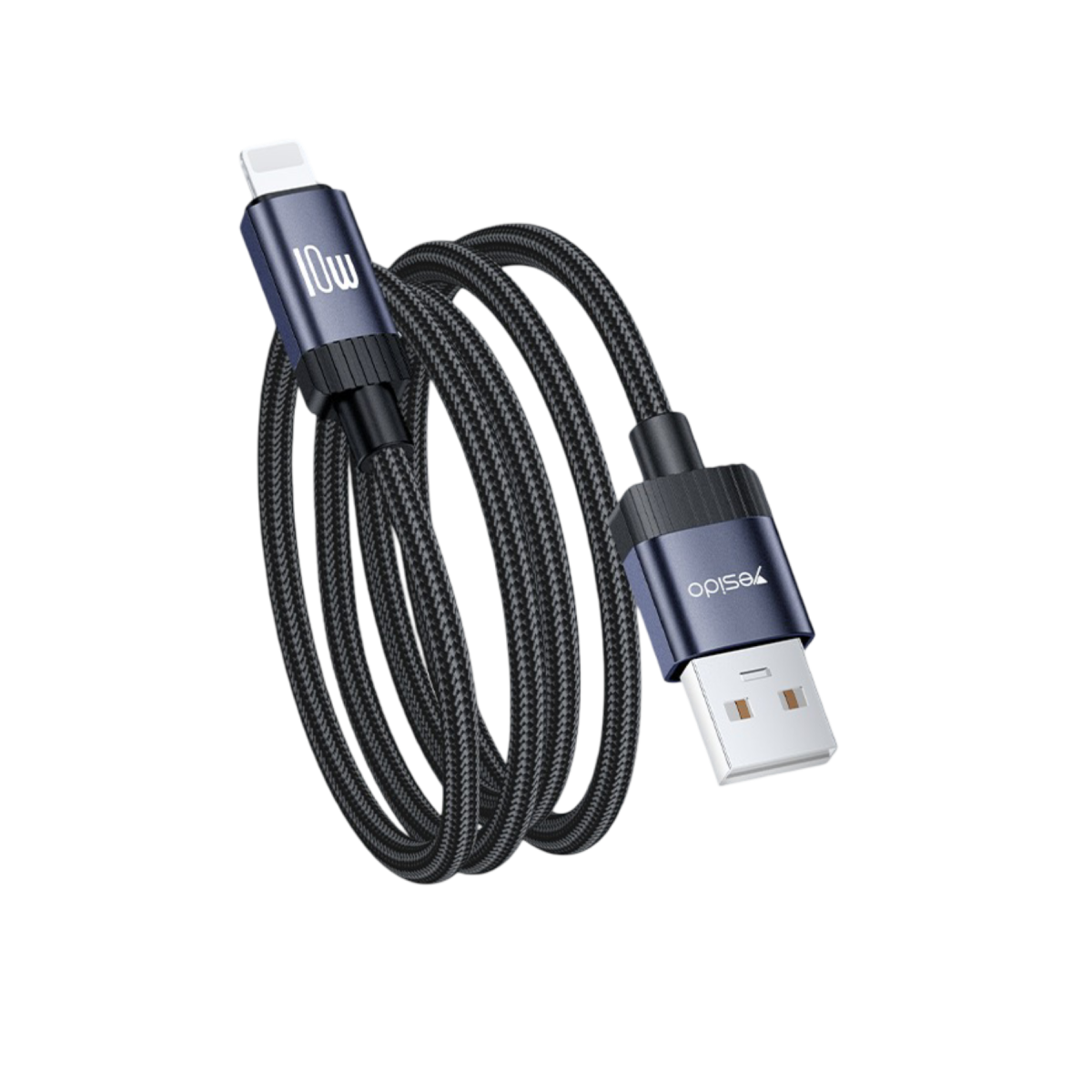 Yesido CA204L 10W Örgü USB-A to Lightning Data ve Şarj Kablosu - Siyah