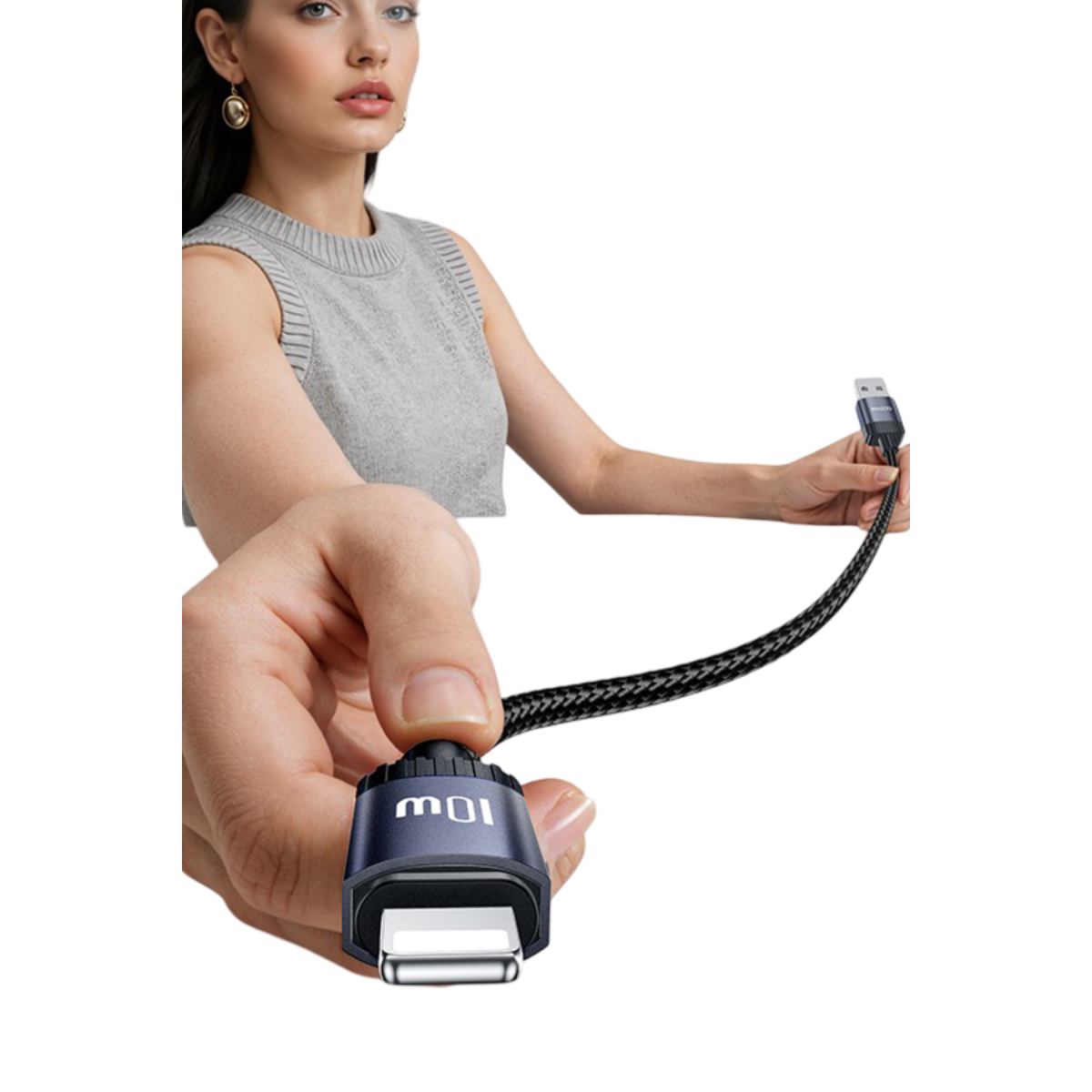 Yesido CA204L 10W Örgü USB-A to Lightning Data ve Şarj Kablosu - Siyah