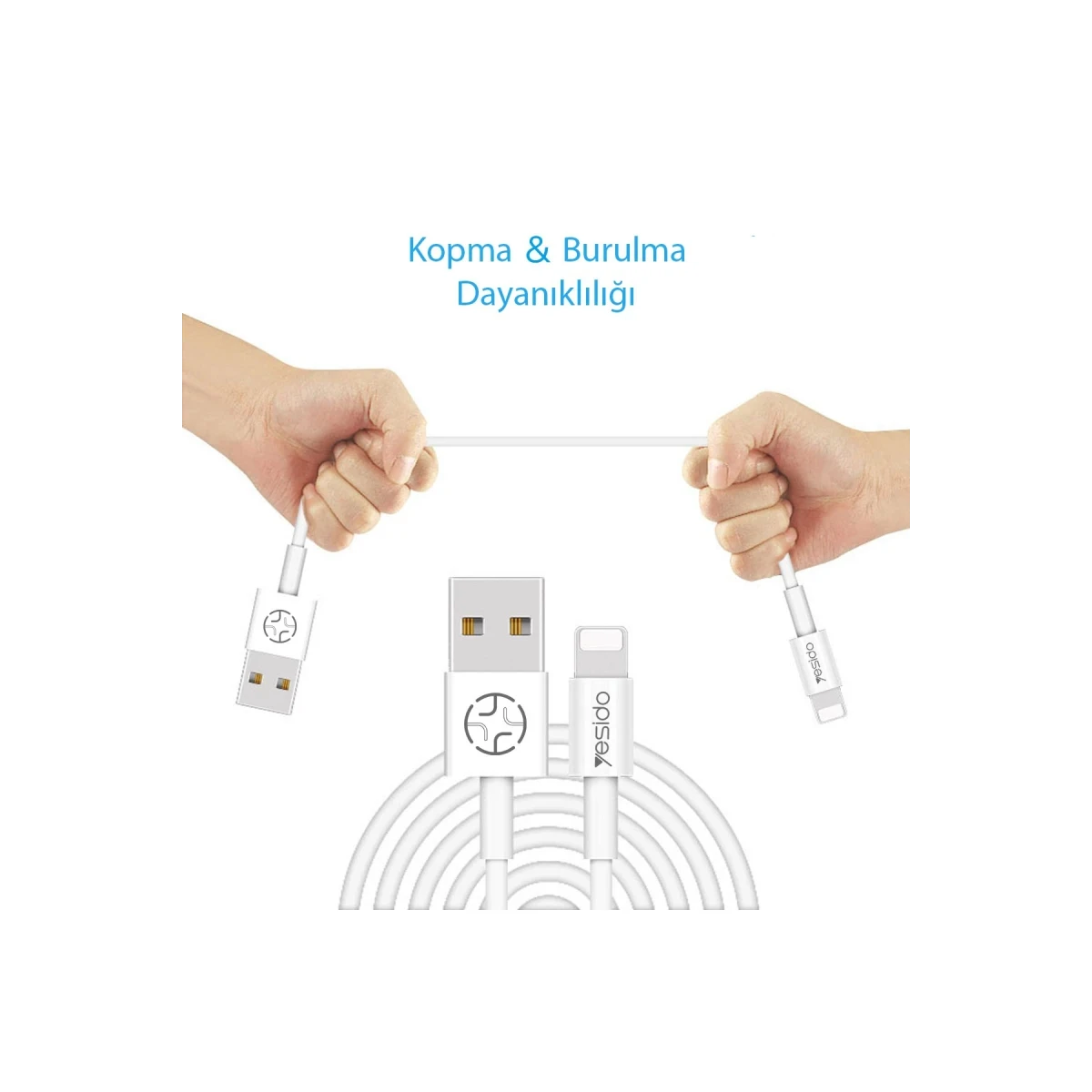 Yesido CA22 1.2M 2.4A Usb to Lightning Hızlı Şarj Kablosu - Beyaz