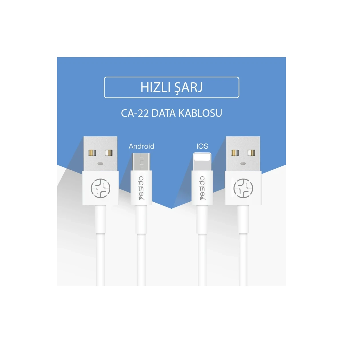 Yesido CA22 1.2M 2.4A Usb to Type-C Hızlı Şarj Kablosu - Beyaz