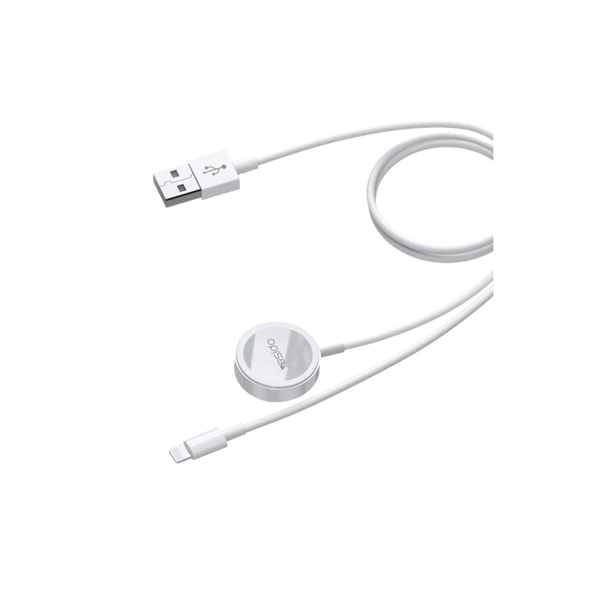 Yesido CA70 2in1 1.5M 2W Apple Watch Şarjı ve 2.4A Lightning Hızlı Şarj Kablosu - Beyaz