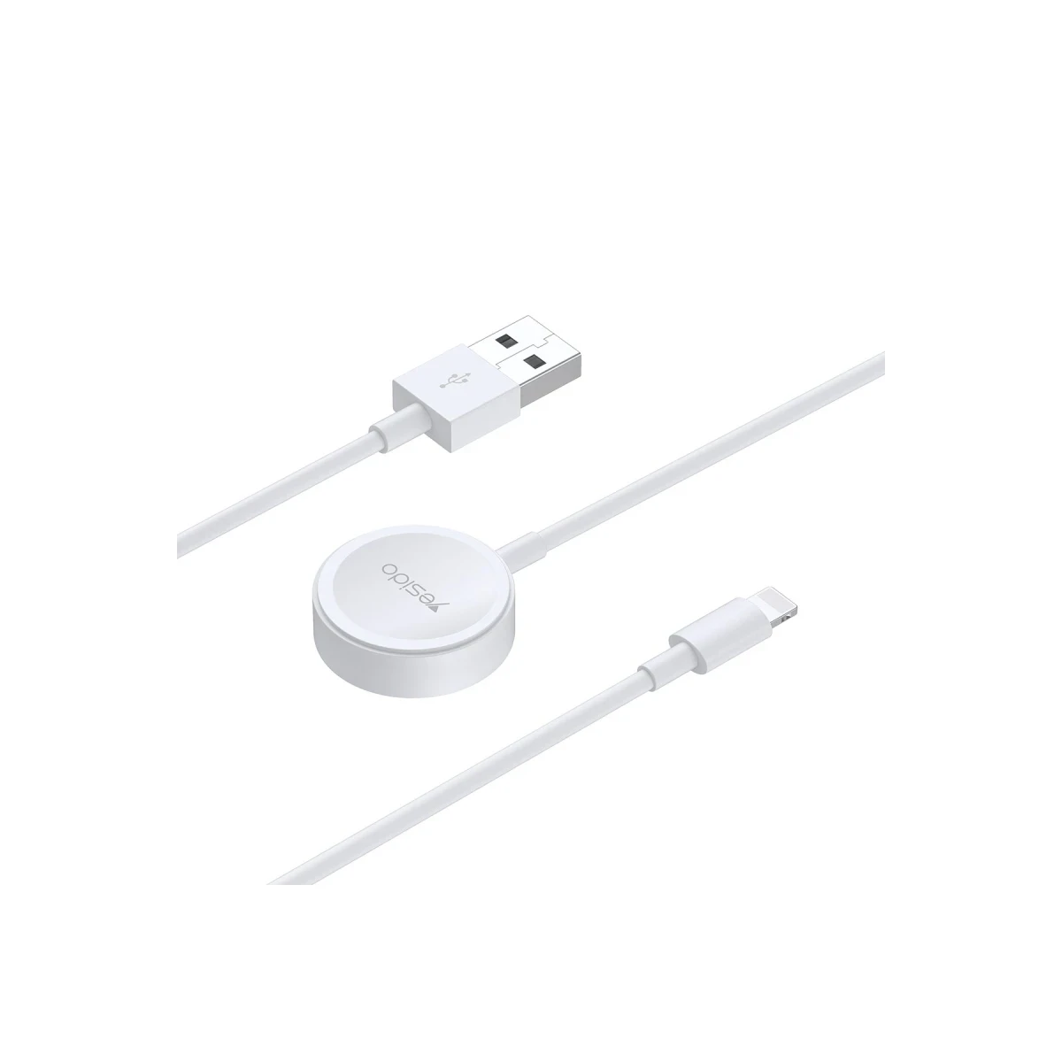 Yesido CA70 2in1 1.5M 2W Apple Watch Şarjı ve 2.4A Lightning Hızlı Şarj Kablosu - Beyaz
