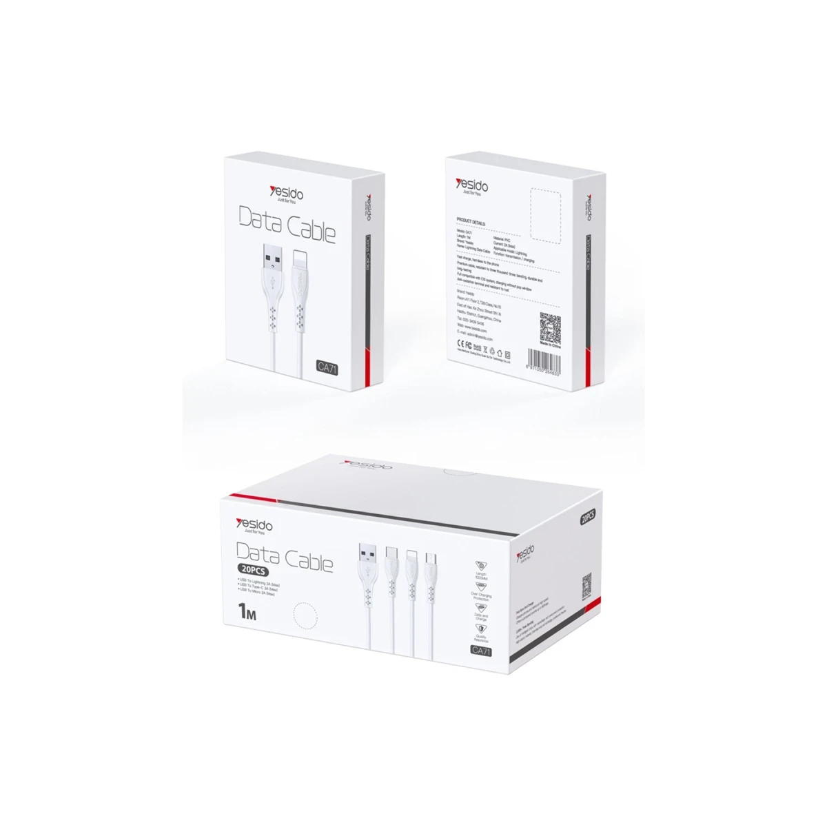 Yesido CA71 1M 2A Usb to Lightning Hızlı Şarj Kablosu - Beyaz