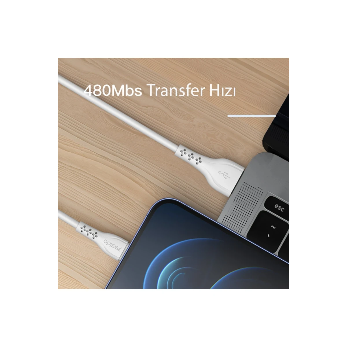 Yesido CA71 1M 2A Usb to Type-C Hızlı Şarj Kablosu - Beyaz