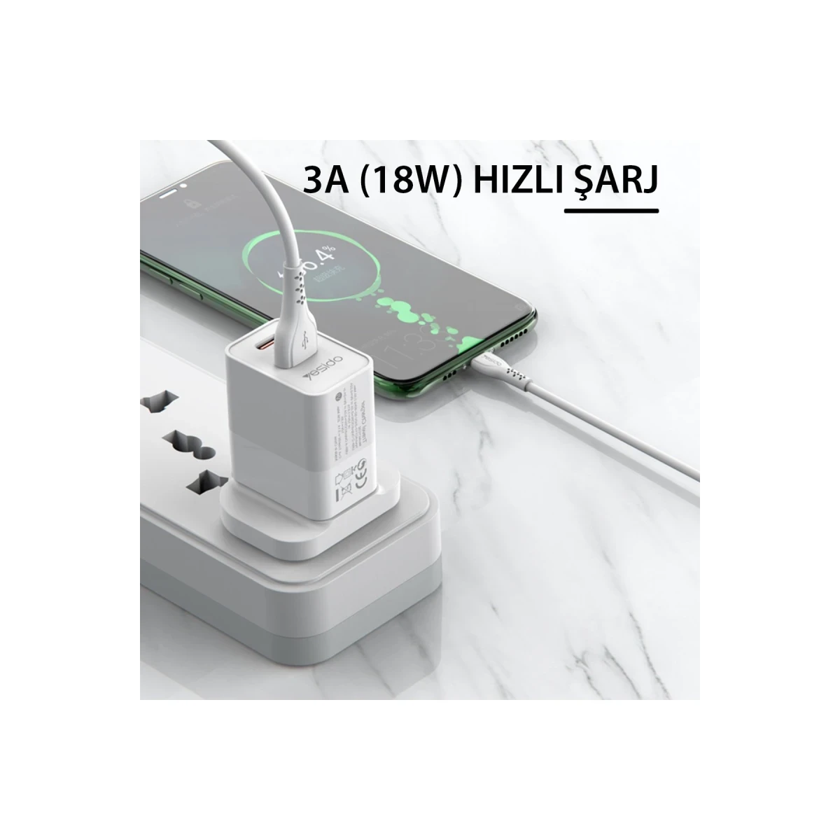 Yesido CA71 1M 2A Usb to Type-C Hızlı Şarj Kablosu - Beyaz