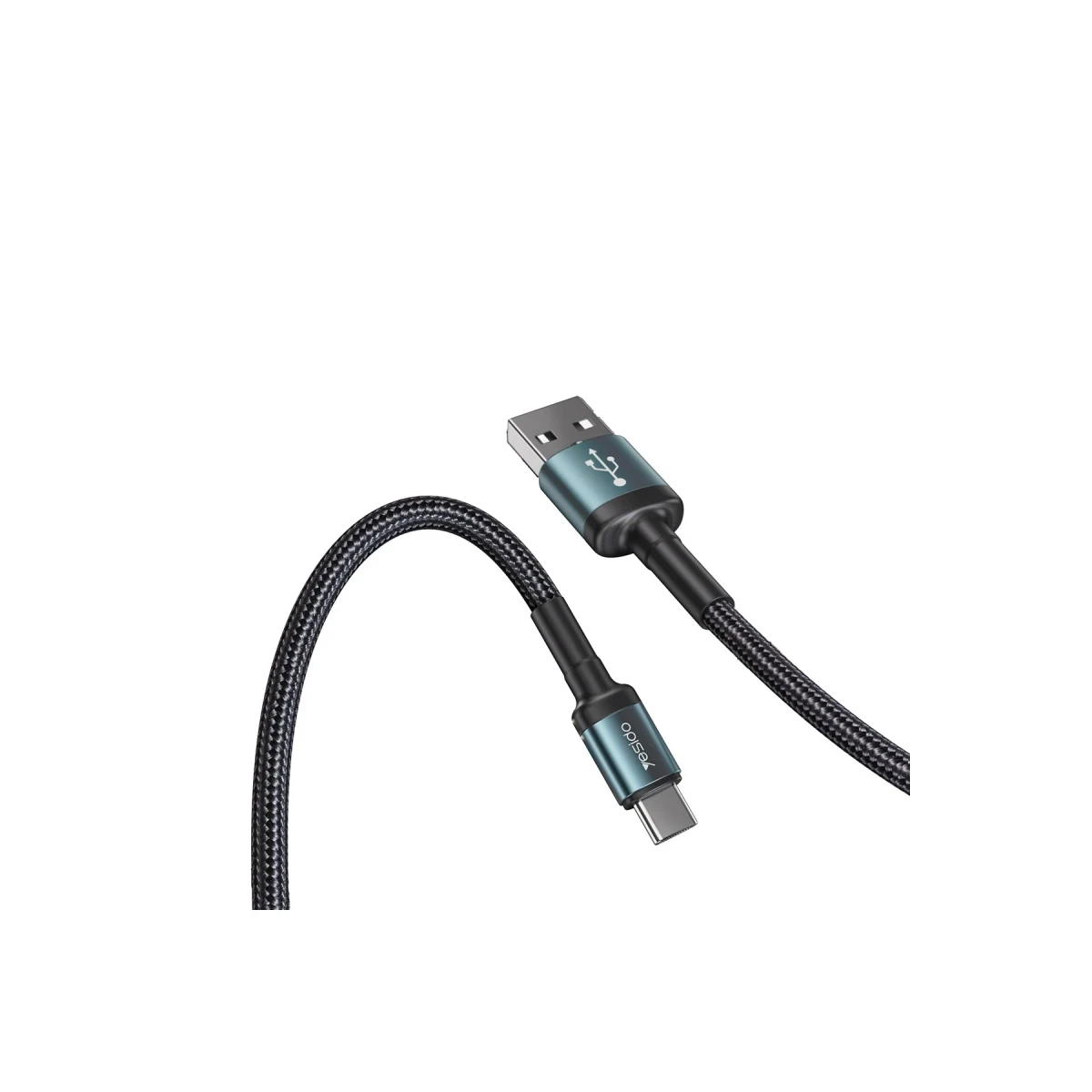 Yesido CA75 2M 2.4A Hasırlı Usb to Type-C Hızlı Şarj Kablosu - Siyah