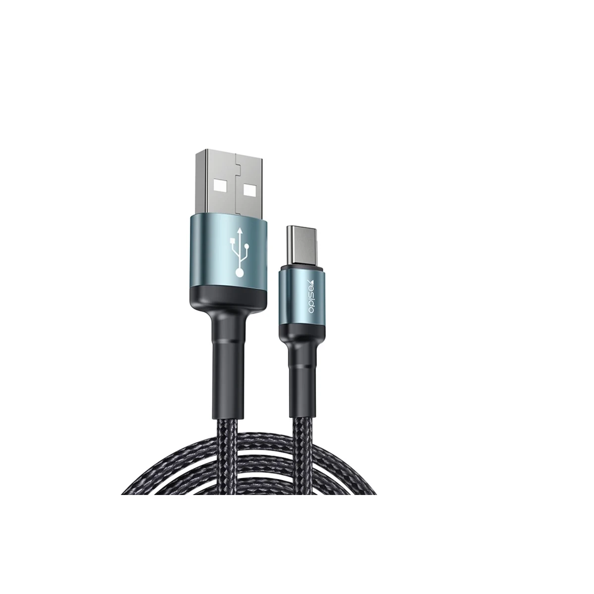 Yesido CA75 2M 2.4A Hasırlı Usb to Type-C Hızlı Şarj Kablosu - Siyah