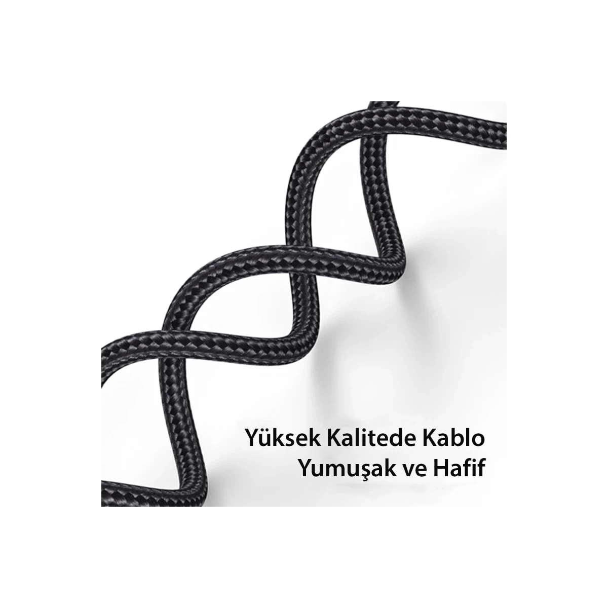Yesido CA76 1.2M 20W Hasırlı Type-C to Lightning PD Hızlı Şarj Kablosu - Siyah