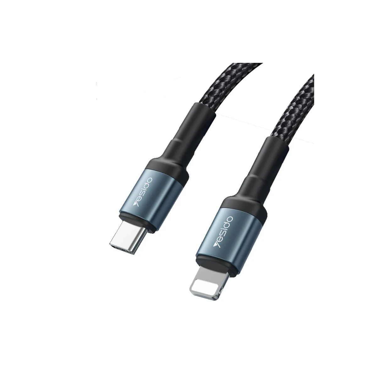 Yesido CA76 1.2M 20W Hasırlı Type-C to Lightning PD Hızlı Şarj Kablosu - Siyah