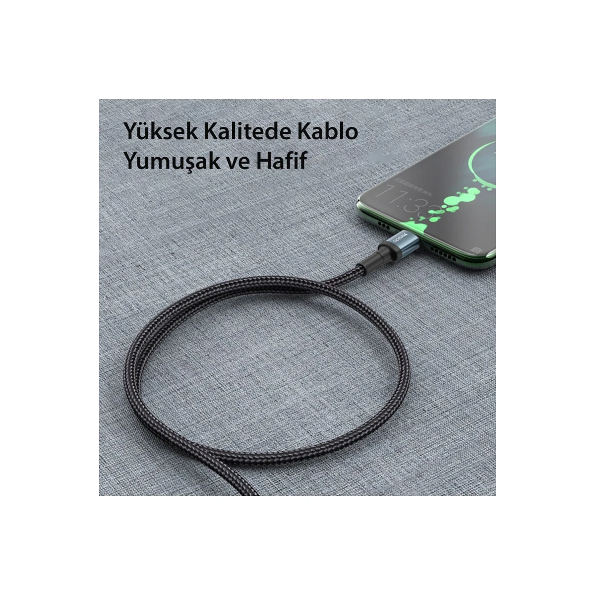 Yesido CA78 1.2M 60W Hasırlı Type-C to Type-C PD Hızlı Şarj Kablosu - Siyah