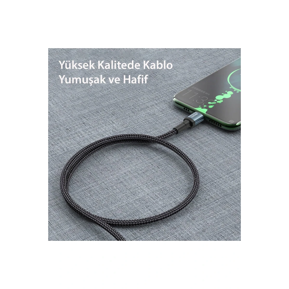 Yesido CA79 2M 60W Hasırlı Type-C to Type-C PD Hızlı Şarj Kablosu - Siyah