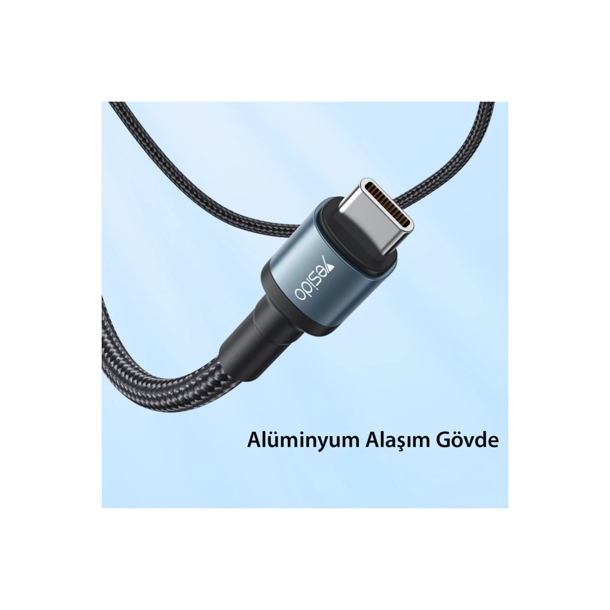 Yesido CA79 2M 60W Hasırlı Type-C to Type-C PD Hızlı Şarj Kablosu - Siyah