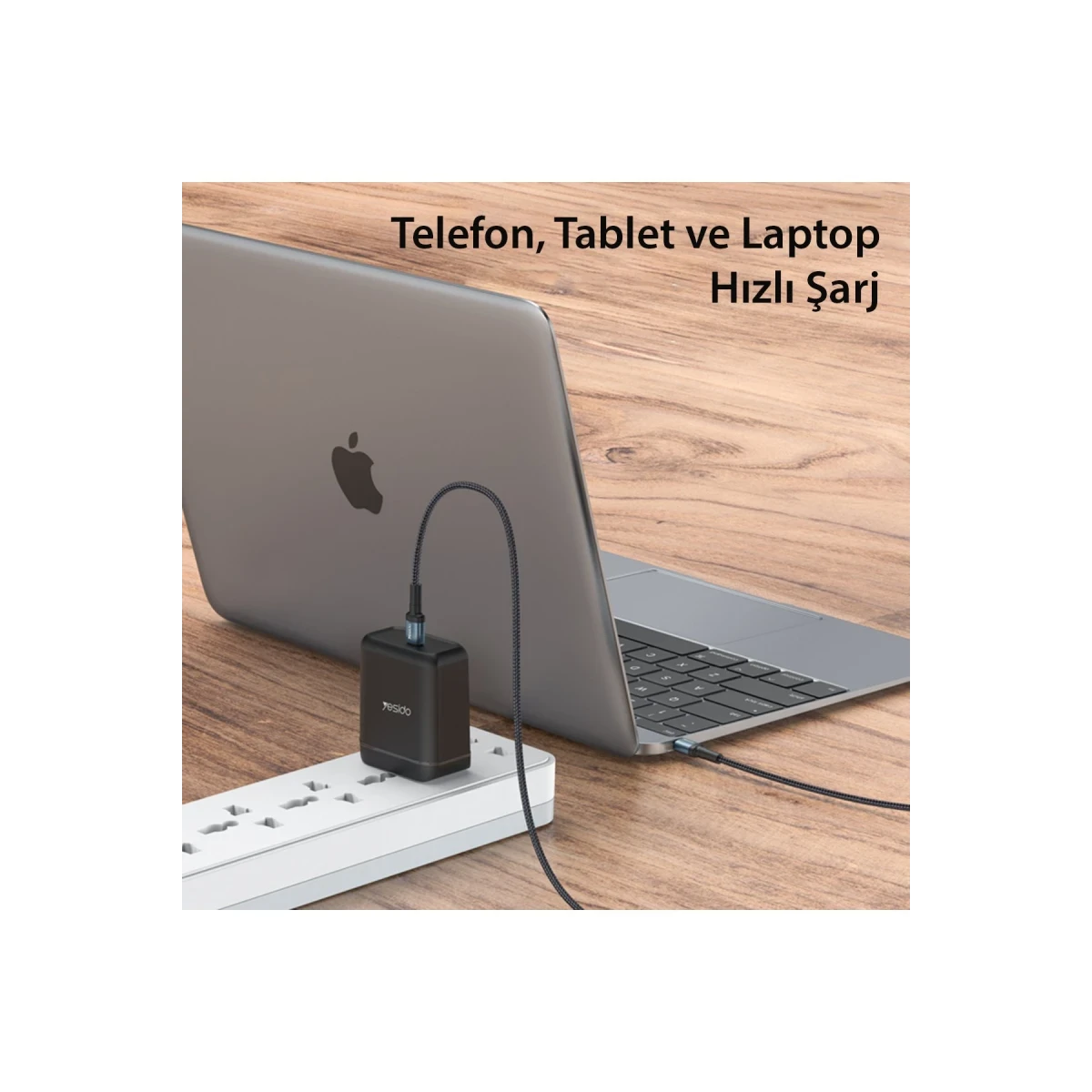 Yesido CA79 2M 60W Hasırlı Type-C to Type-C PD Hızlı Şarj Kablosu - Siyah