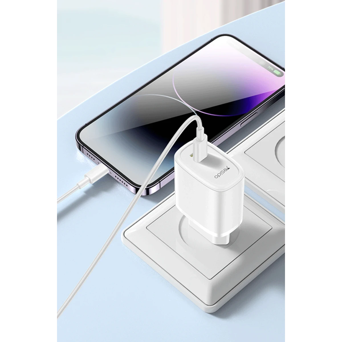 Yesido CG10 5in1 12W Şarj Aleti Kablo Powerbank Flash Bellek Airpods Set - Beyaz