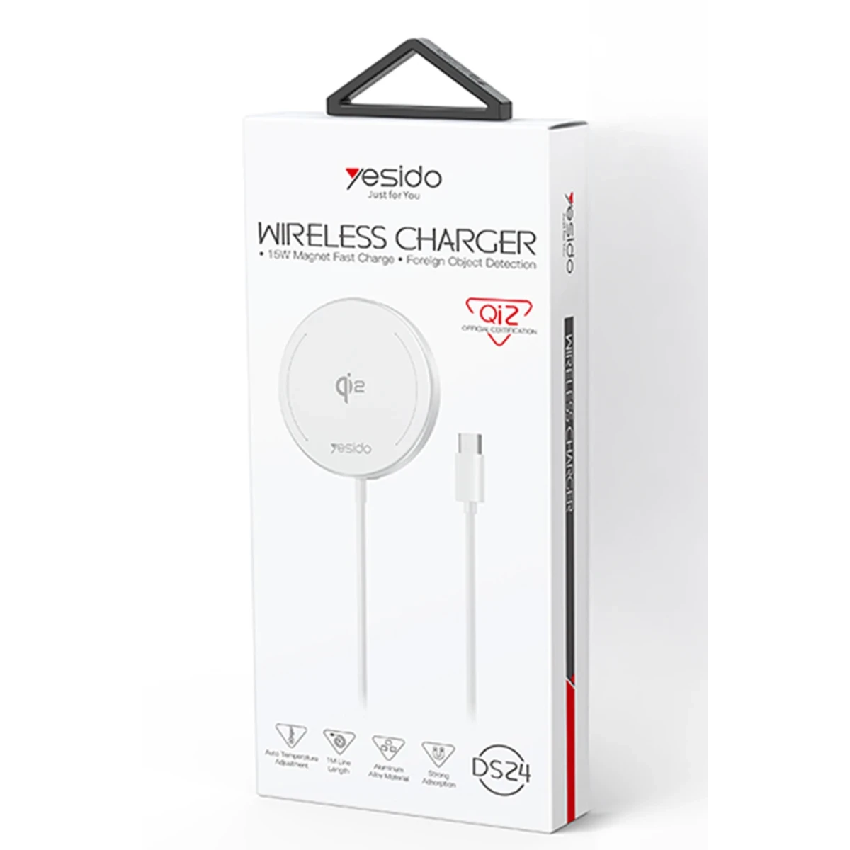 Yesido DS24 1M Type-C Kablo 15W Kablosuz Şarj Aleti - Beyaz