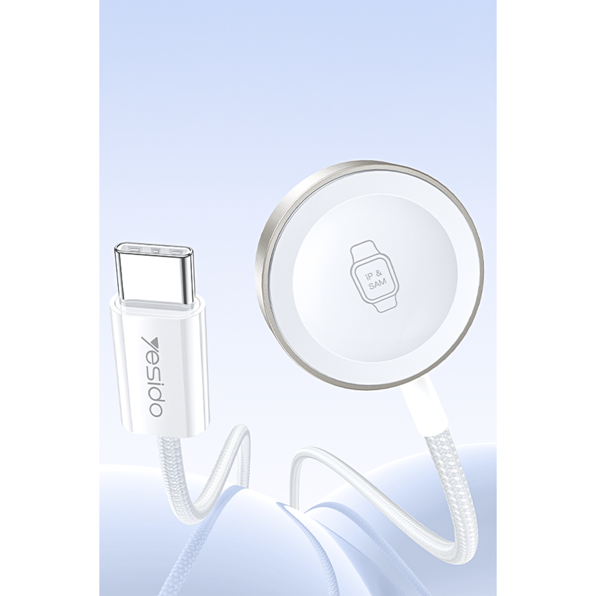 Yesido DS42 Apple Watch ve Samsung Watch Uyumlu 2.5W Manyetik Şarj Kablosu - Beyaz